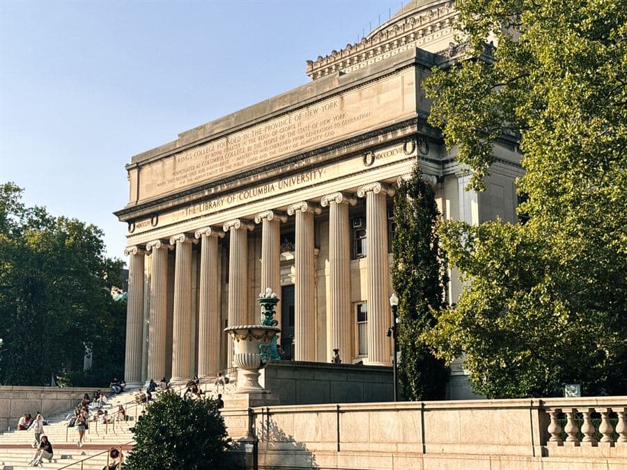 Low Memorial Library at Columbia University, seen from the steps below.